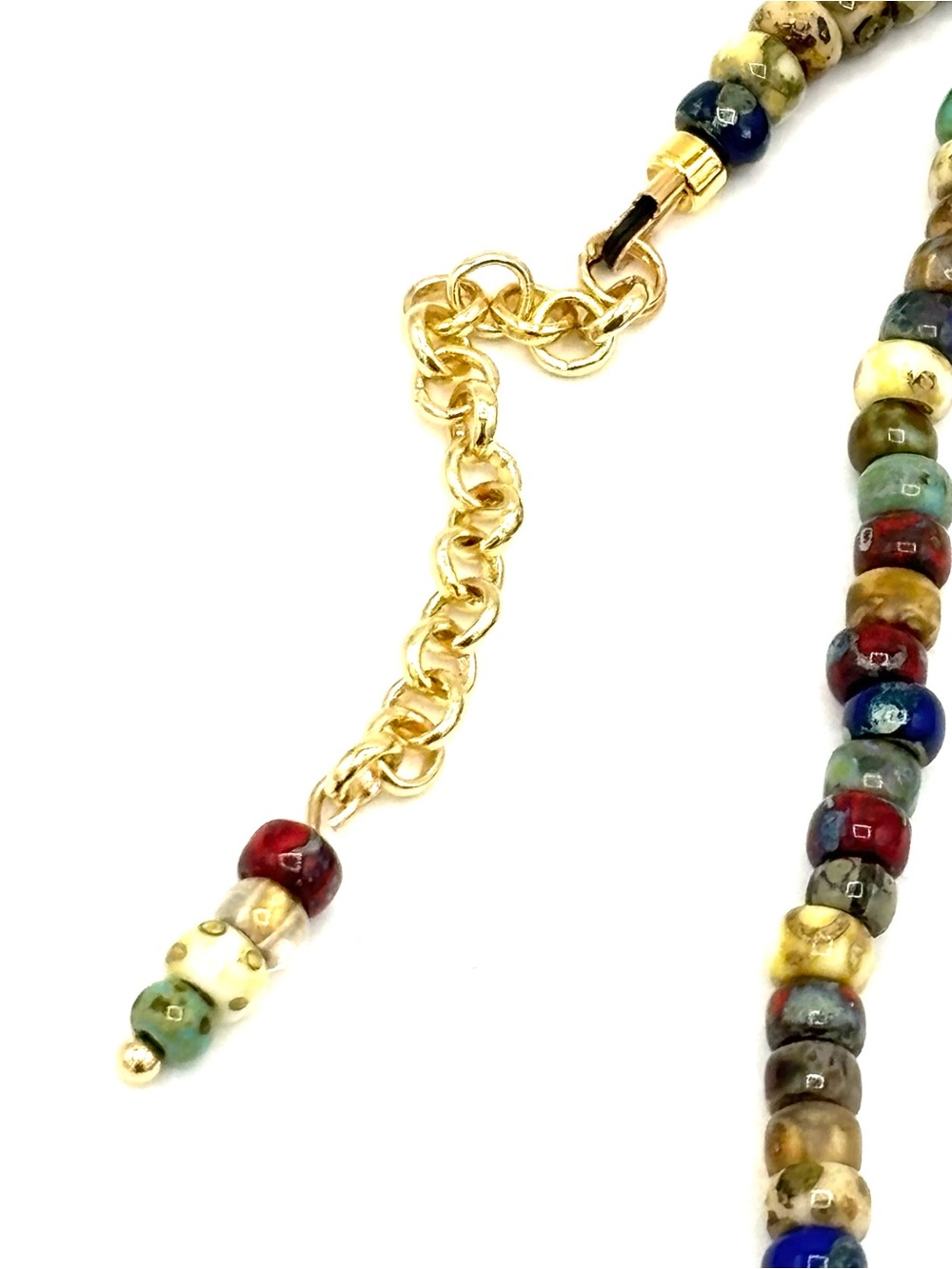 Multicolor Beaded Ring Holder Necklace with Copper Wire Pendant - Picture 6 of 7
